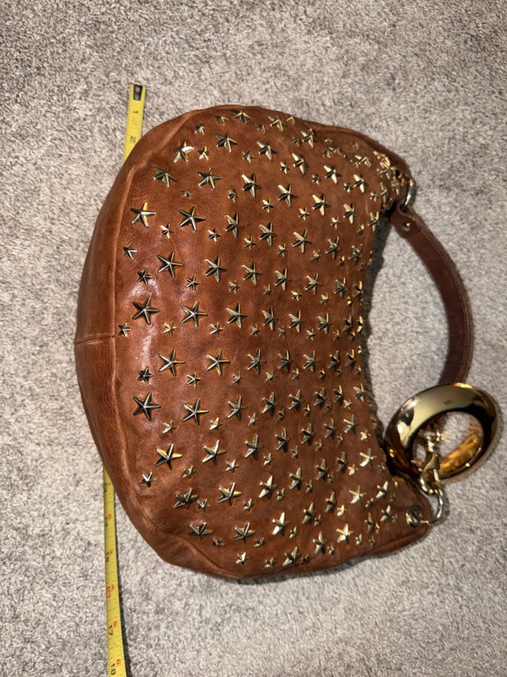 Jimmy Choo Star-Studded Brown Leather Shoulder Bag - Picture 11 of 14